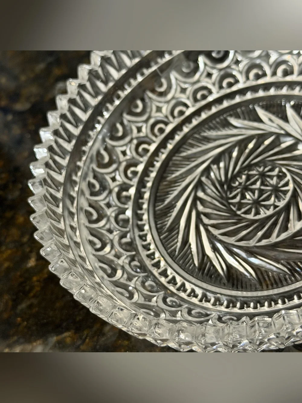 Vintage Pressed Glass Trinket Dish | Crystal Ring Bowl | Jewelry Catchall